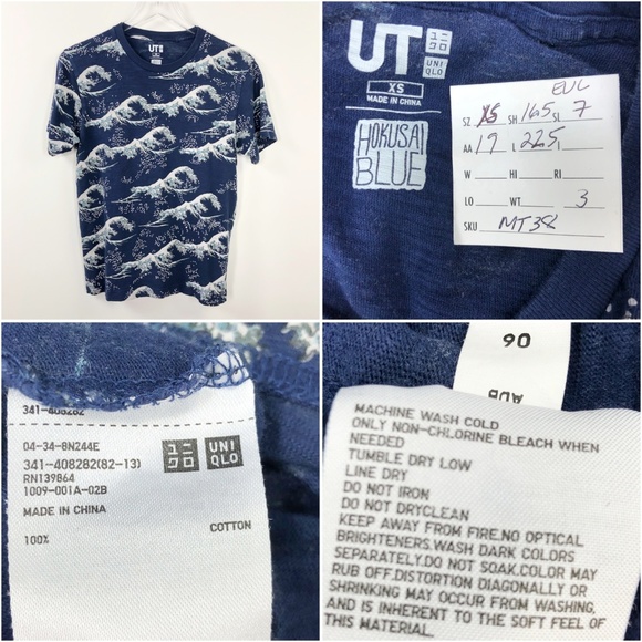 Uniqlo x Hokusai Blue Japanese Giant Waves Graphic - Picture 8 of 8
